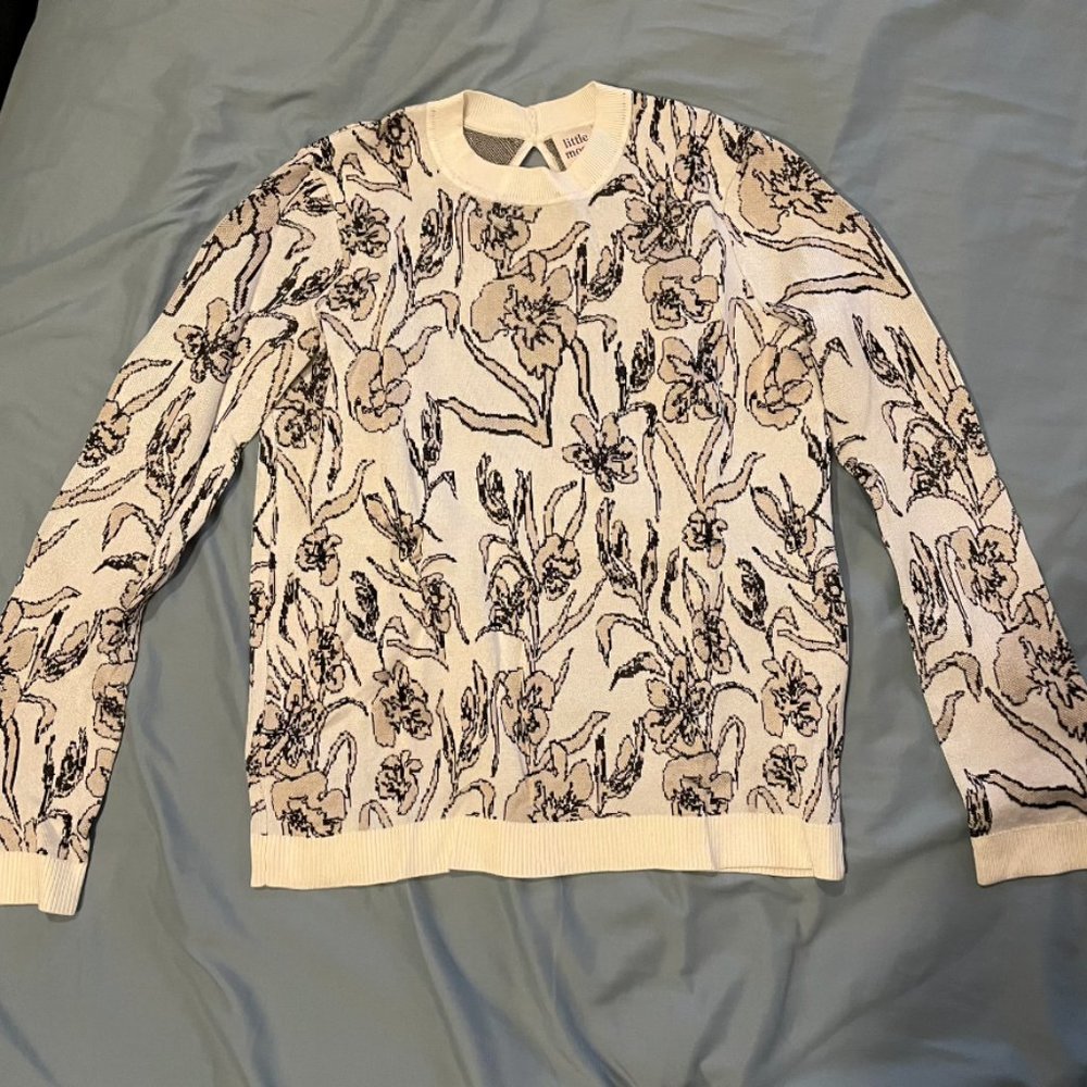 Aritzia x Little Moon Floral Shirt Open Back Blue